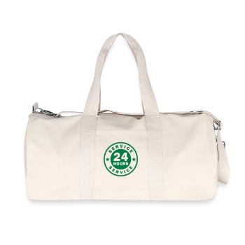 24 hours service 24/7 icon stamp sticker - Recycled Canvas Sports Bag by Stanley/Stella - natural - Front