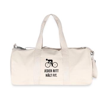 Jeder Ritt Hält Fit. (Fahrrad Fahren) - Recycelte Canvas-Sporttasche von Stanley/Stella - Naturweiß - Vorne