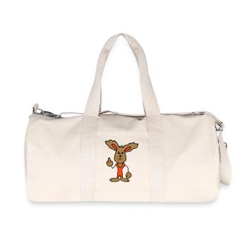 Bunny Middle Finger Show Nasty Naughty Insulting - Recycled Canvas Sports Bag by Stanley/Stella - natural - Front