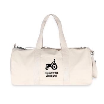 Treckerfahrer Dürfen Das! (Trecker / Traktor, V3) - Recycelte Canvas-Sporttasche von Stanley/Stella - Naturweiß - Vorne