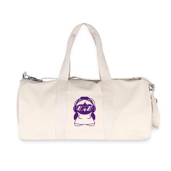 Penguin DJ Girl Dress Woman Headphones Sunglasses - Recycled Canvas Sports Bag by Stanley/Stella - natural - Front