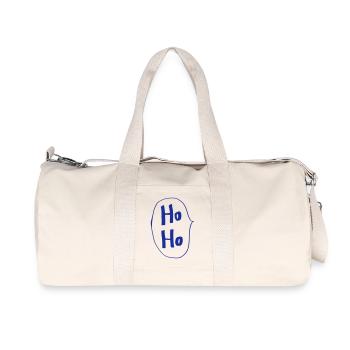 Ho Ho Speech Bubble Santa Claus Gift Laugh - Recycled Canvas Sports Bag by Stanley/Stella - natural - Front