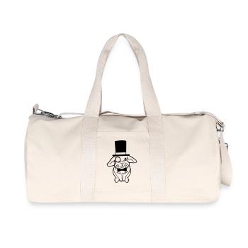 Herr Hase Gentleman Zylinder Hut Monokel Brille - Recycelte Canvas-Sporttasche von Stanley/Stella - Naturweiß - Vorne