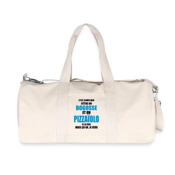 c'est compliqué d'être un bogosse et un pizzaïolo - Sac de sport en toile recyclée Stanley/Stella - blanc naturel - Devant