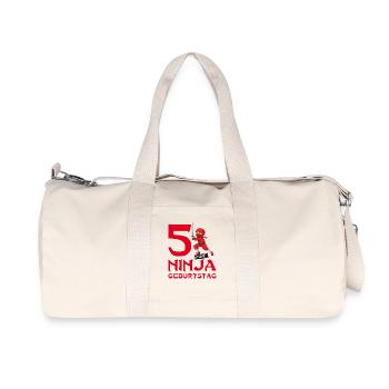 Ninja 5. fünfter Kinder Geburtstag Karate T-Shirt - Recycelte Canvas-Sporttasche von Stanley/Stella - Naturweiß - Vorne