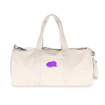 Nilpferd - Lila Hippo - Recycelte Canvas-Sporttasche von Stanley/Stella - Naturweiß - Vorne
