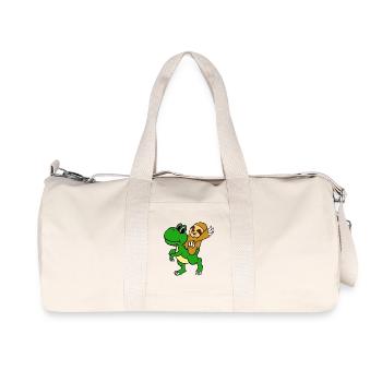Sloth Riding T-Rex T-Shirt Funny Cute Sloth - Recycled Canvas Sports Bag by Stanley/Stella - natural - Front