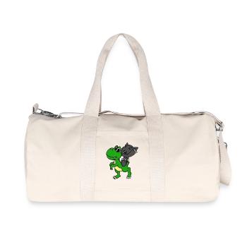 Tapir Reiten T-Rex Lustiger malaiischer Tapir im Dinosaurier - Recycelte Canvas-Sporttasche von Stanley/Stella - Naturweiß - Vorne