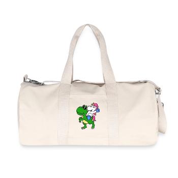 Unicorn Riding T-Rex Funny Magical Unicorn - Recycled Canvas Sports Bag by Stanley/Stella - natural - Front
