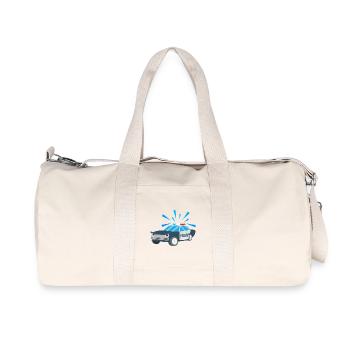 Kindershirt Polizeiauto Kindermotiv Polizei - Recycelte Canvas-Sporttasche von Stanley/Stella - Naturweiß - Vorne