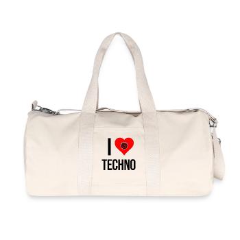 I Love Techno – Herzschlag mit Bass - Recycelte Canvas-Sporttasche von Stanley/Stella - Naturweiß - Vorne