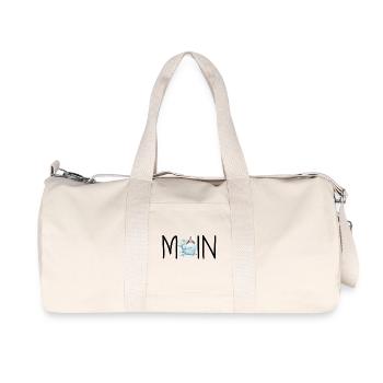 Wal mit Leuchtturm & Fische - Recycelte Canvas-Sporttasche von Stanley/Stella - Naturweiß - Vorne