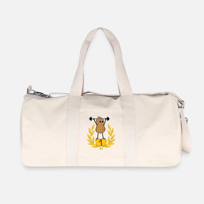 Erdnuss Bodybuilder Body building Gewichte Hantel - Recycelte Canvas-Sporttasche von Stanley/Stella - Naturweiß