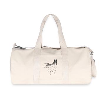 Dog - NEVER WALK ALONE, Man Woman, Walk - Recycled Canvas Sports Bag by Stanley/Stella - natural - Front
