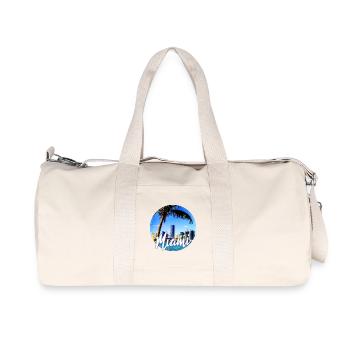 Miami Neon Palm Trees Skyline - Recycled Canvas Sports Bag by Stanley/Stella - natural - Front