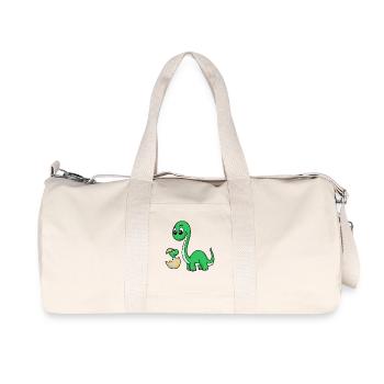 Dinosaurier mit Baby Dinosaurier - Recycelte Canvas-Sporttasche von Stanley/Stella - Naturweiß - Vorne