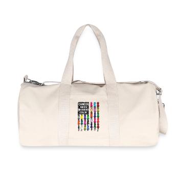 Sensibilisation au cancer Le cancer aspire toutes les couleurs - Sac de sport en toile recyclée Stanley/Stella - blanc naturel - Devant