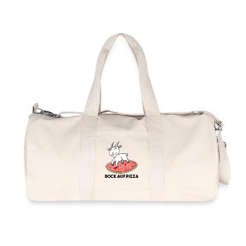 Bock auf Pizza - Ziege Ziegenbock - Recycelte Canvas-Sporttasche von Stanley/Stella - Naturweiß - Vorne