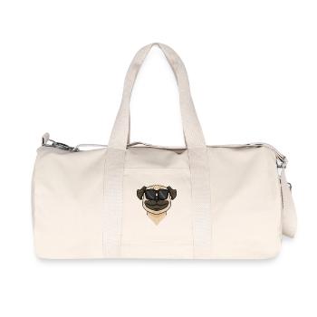 Mops Hund mit Sonnenbrille - Recycelte Canvas-Sporttasche von Stanley/Stella - Naturweiß - Vorne