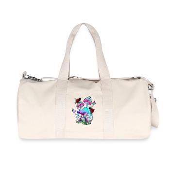 Magic mushrooms with ladybug colorful mushroom art - Recycled Canvas Sports Bag by Stanley/Stella - natural - Front