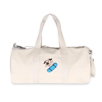 Chien Skater Skateboard Enfants Enfant Motif - Sac de sport en toile recyclée Stanley/Stella - blanc naturel - Devant