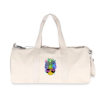 Colorful pineapple with cool sunglasses - Recycled Canvas Sports Bag by Stanley/Stella - natural - Front