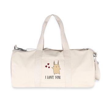 I love you - Recycled Canvas Sports Bag by Stanley/Stella - natural - Front
