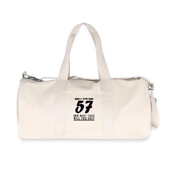 J’ai 57 ans – 57e anniversaire cadeau - Sac de sport en toile recyclée Stanley/Stella - blanc naturel - Devant