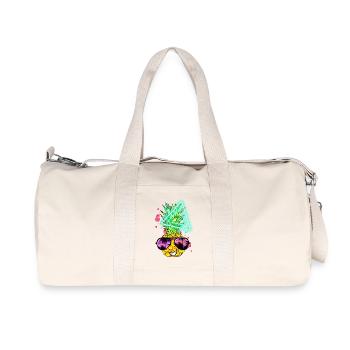 Funny Pineapple Neon Retro - Recycled Canvas Sports Bag by Stanley/Stella - natural - Front
