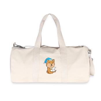 Chien de race Zwergspitz - Sac de sport en toile recyclée Stanley/Stella - blanc naturel - Devant