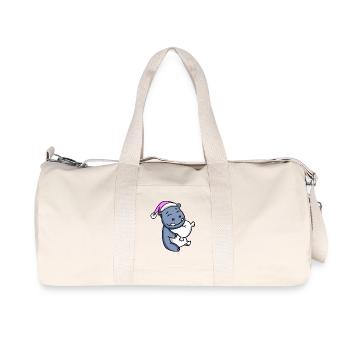 Hippo with pillow and sleeping cap - Recycled Canvas Sports Bag by Stanley/Stella - natural - Front