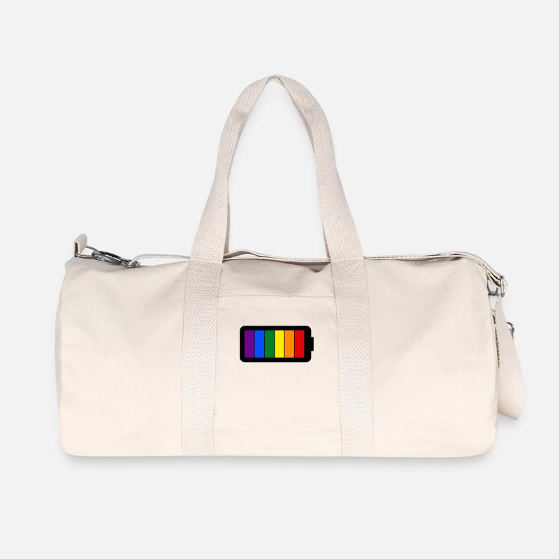 Regenbogenfarben Batterie Loading - Gay Pride - Recycelte Canvas-Sporttasche von Stanley/Stella - Naturweiß