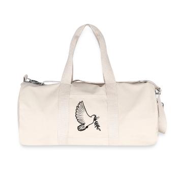 Colombe de la paix transparente avec branche de laurier Colombe de la paix - Sac de sport en toile recyclée Stanley/Stella - blanc naturel - Devant