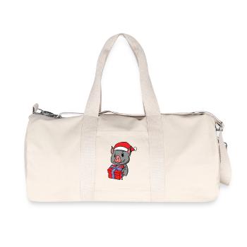 Christmas Bat Baby with Gift - Recycled Canvas Sports Bag by Stanley/Stella - natural - Front
