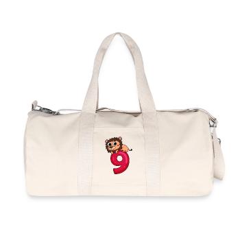 9 ans - 9e anniversaire avec motif animalier - Sac de sport en toile recyclée Stanley/Stella - blanc naturel - Devant