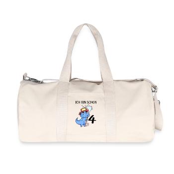 4 Jahre alt - 4. Geburtstag mit Tier Motiv - Recycelte Canvas-Sporttasche von Stanley/Stella - Naturweiß - Vorne