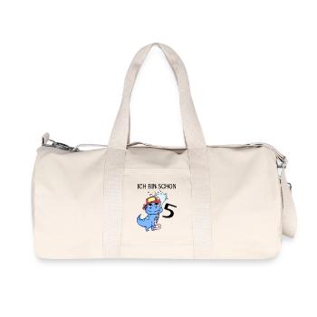 5 Jahre alt - 5. Geburtstag mit Tier Motiv - Recycelte Canvas-Sporttasche von Stanley/Stella - Naturweiß - Vorne