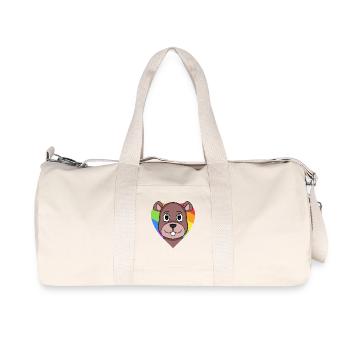Gay Rainbow Heart Animal Beaver - Recycled Canvas Sports Bag by Stanley/Stella - natural - Front