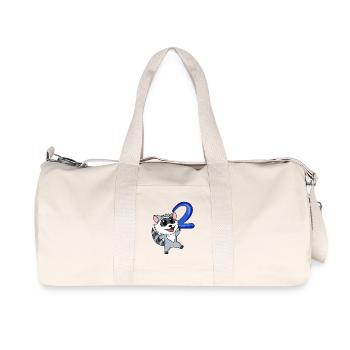 2 ans - 2ème anniversaire avec motif animal - Sac de sport en toile recyclée Stanley/Stella - blanc naturel - Devant