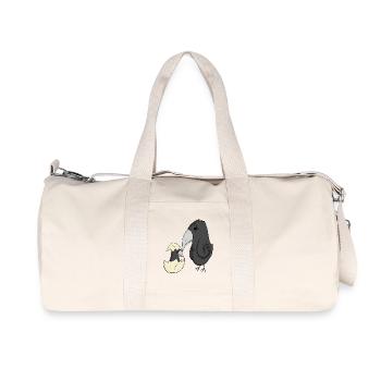 Crow Family - Crow with Baby - Crow Motif - Recycled Canvas Sports Bag by Stanley/Stella - natural - Front