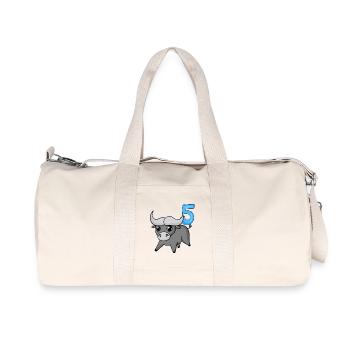 5 ans - 5ème anniversaire avec motif animal - Sac de sport en toile recyclée Stanley/Stella - blanc naturel - Devant