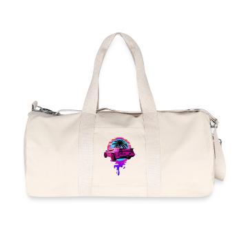 Retro Wave Sportwagen 80s Skyline Vaporwave - Recycelte Canvas-Sporttasche von Stanley/Stella - Naturweiß - Vorne