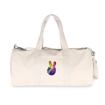 Groovy Tie Dye Peace Hand - Recycelte Canvas-Sporttasche von Stanley/Stella - Naturweiß - Vorne