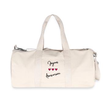 JOYEUX ANNIVERSAIRE. HAPPY BIRTHDAY. ANNIVERSAIRE. - Sac de sport en toile recyclée Stanley/Stella - blanc naturel - Devant