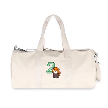 2nd Birthday Motif Red Panda - two years old - Recycled Canvas Sports Bag by Stanley/Stella - natural - Front