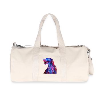 Neon-Dino mit futuristischem Flair - Recycelte Canvas-Sporttasche von Stanley/Stella - Naturweiß - Vorne