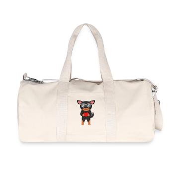 Dog with heart and glasses - Lancashire Heeler - Recycled Canvas Sports Bag by Stanley/Stella - natural - Front