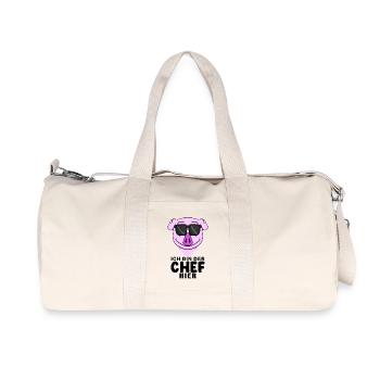 Chef Spruch mit Schwein Motiv - Recycelte Canvas-Sporttasche von Stanley/Stella - Naturweiß - Vorne