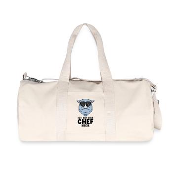 Chef Spruch mit Nashorn Motiv - Recycelte Canvas-Sporttasche von Stanley/Stella - Naturweiß - Vorne