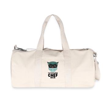 Chef Spruch mit Eule Motiv - Recycelte Canvas-Sporttasche von Stanley/Stella - Naturweiß - Vorne